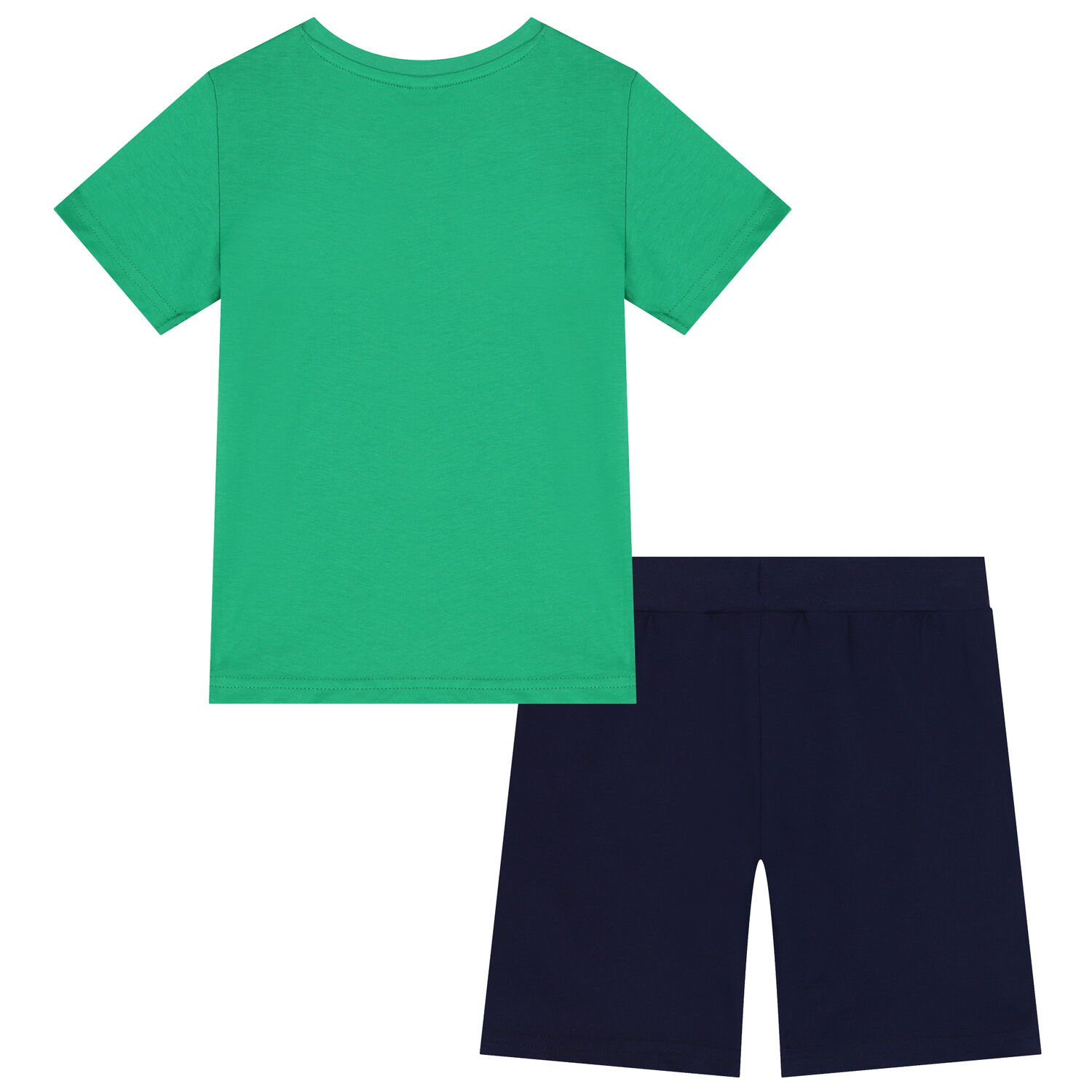 Boys Green & Navy Blue Dogs Shorts Set, 1, hi-res