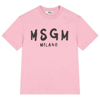 Girls Pink & Black Logo T-Shirt
