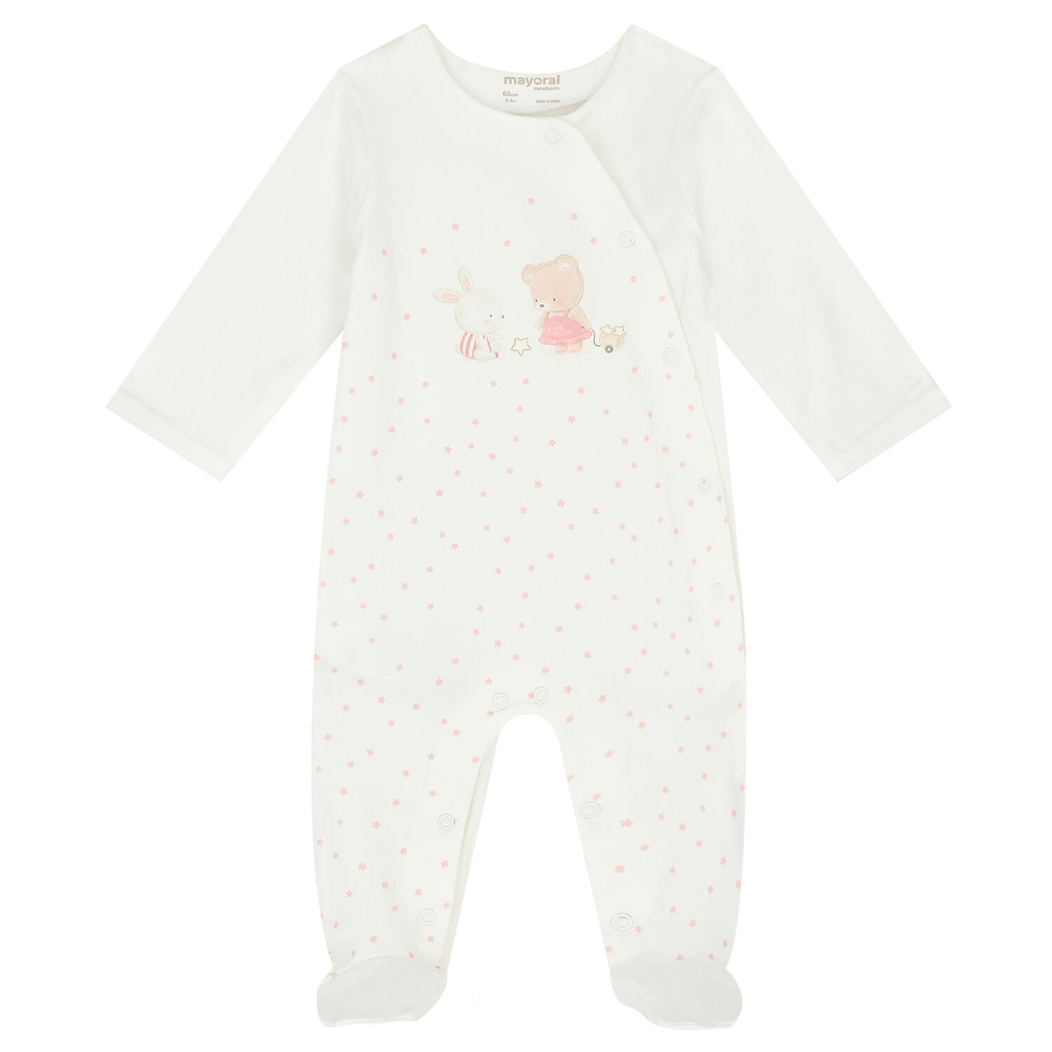 Girls Ivory & Pink Babygrow, Hat & Bib Set, 1, hi-res