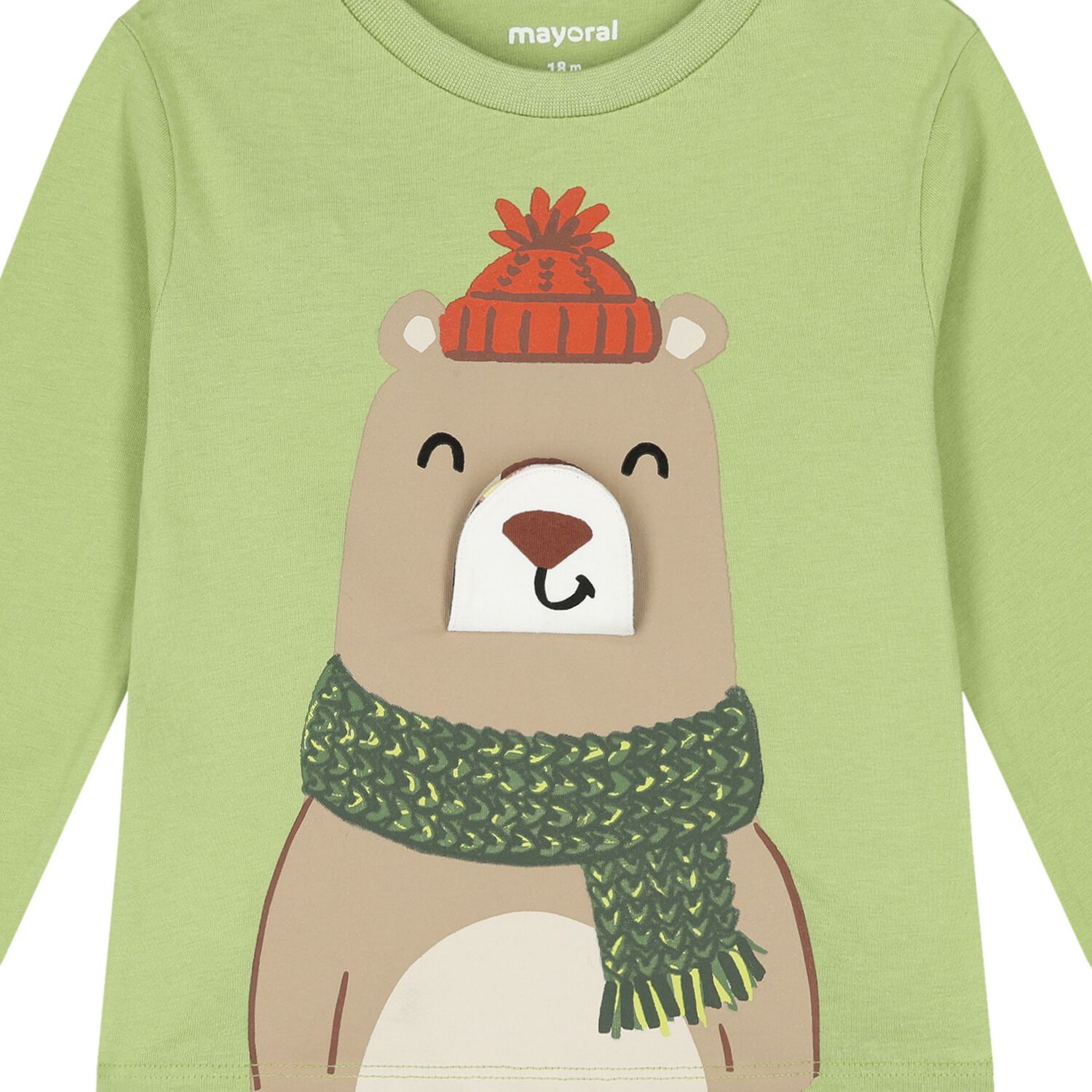 Younger Boys Green Bear Long Sleeve Top, 1, hi-res image number null