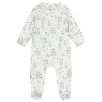 Baby Boys White & Blue Carousel Babygrow