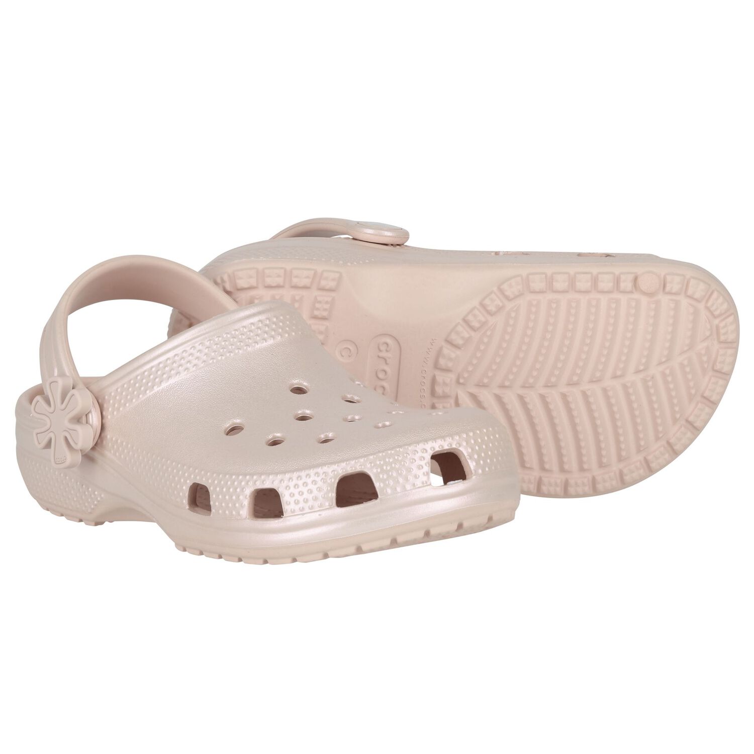 Girls Metallic Beige Classic Clogs Sandals , 1, hi-res