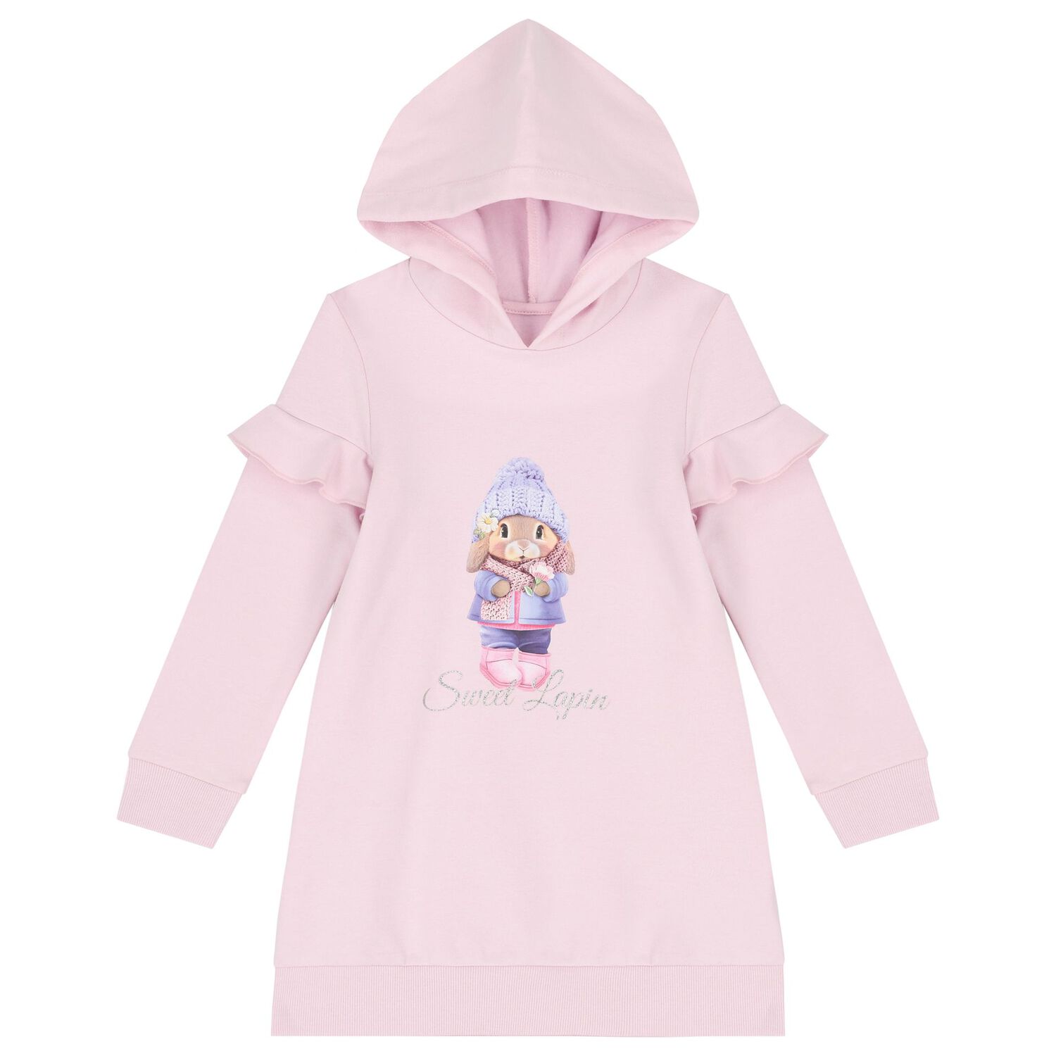 Girls Pink Logo Hooded Dress, 1, hi-res image number null