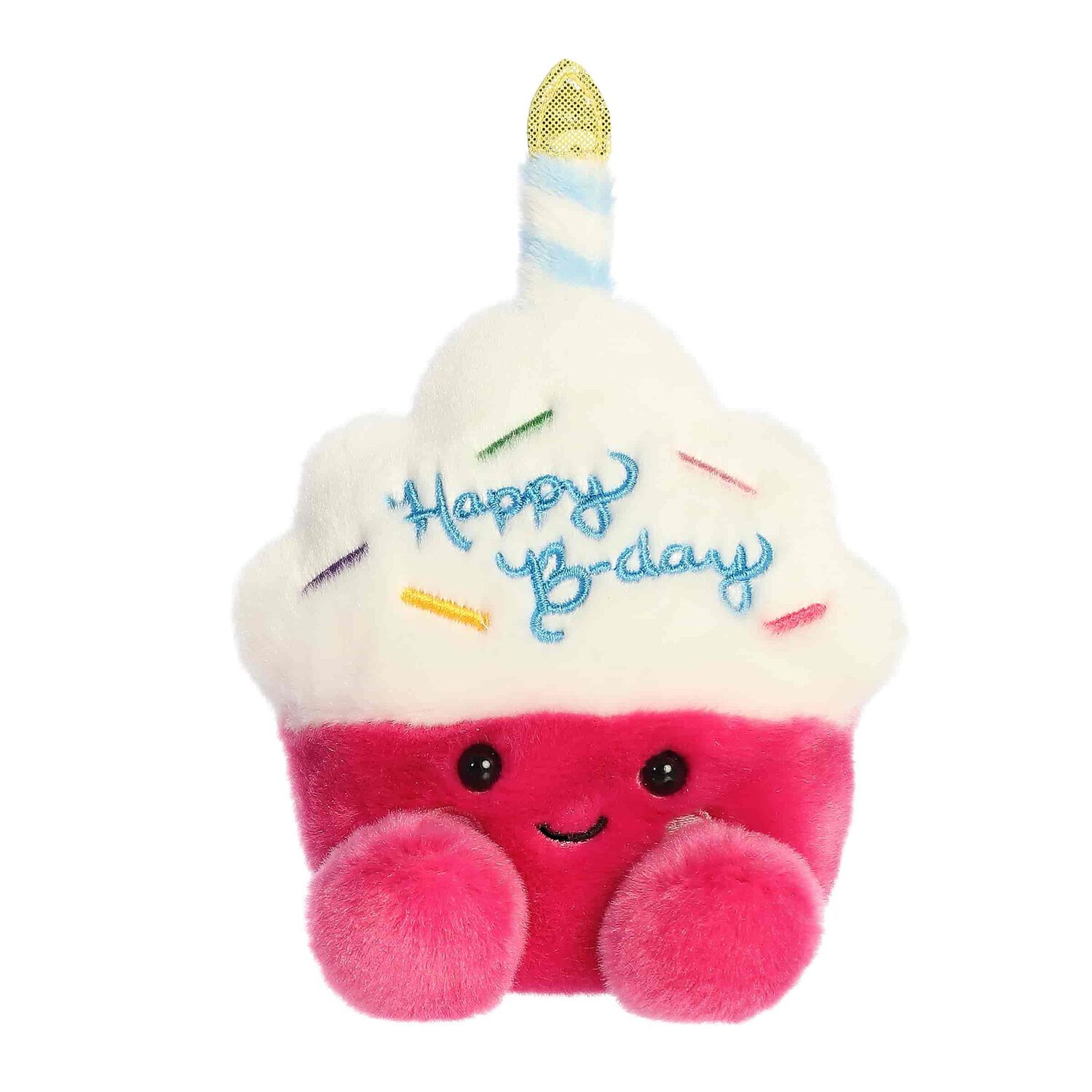Girls Pink & White Palm Pals Sparkle Birthday Cupcake Soft Toy ( 13CM ), 1, hi-res