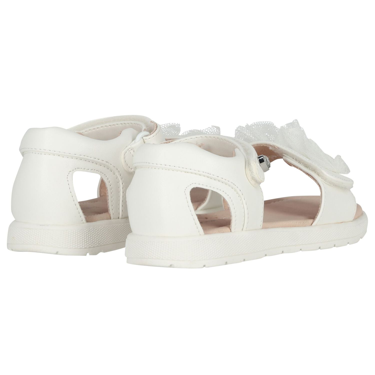 Younger Girls White Logo Sandals, 2, hi-res