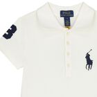 Girls White Logo Polo Dress , 1, hi-res