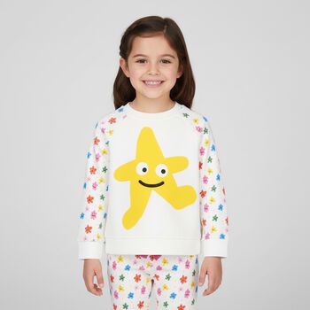 Younger Girls White Star Sweatshirt