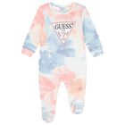 Baby Girls Pink & Blue Tie Dye Flower Print Babygrow, 2, hi-res