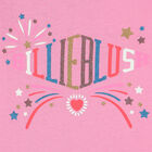 توب باكمام بالشعار باللون الوردى للبنات, 1, hi-res