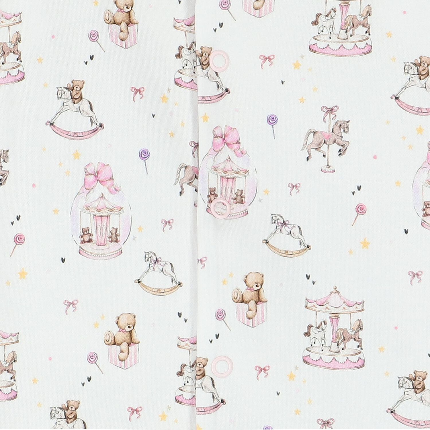 Baby Girls White & Pink Carousel Romper, 1, hi-res