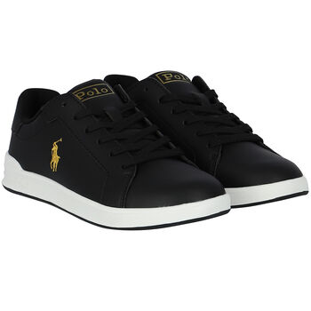 Boys Black Logo Trainers