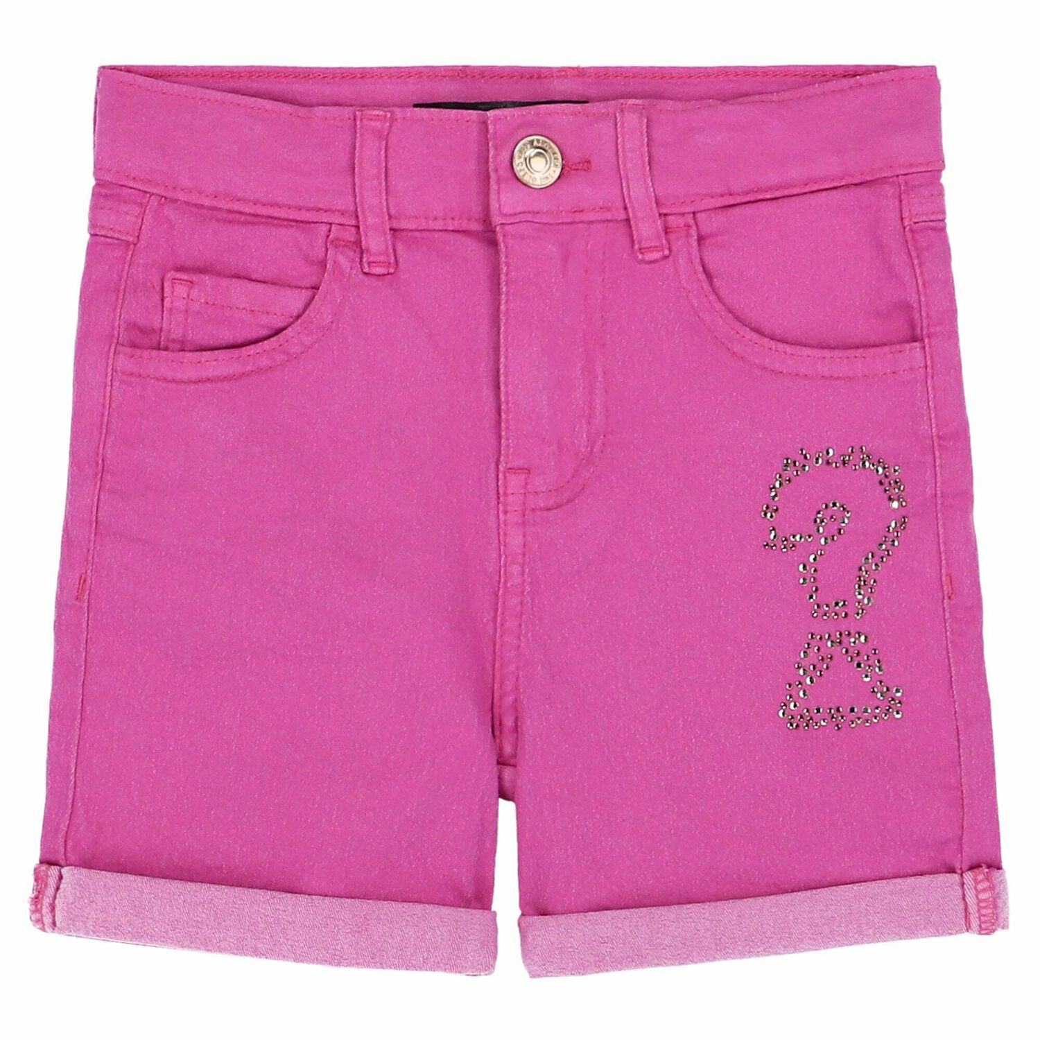 Girls Pink Denim Shorts, 2, hi-res