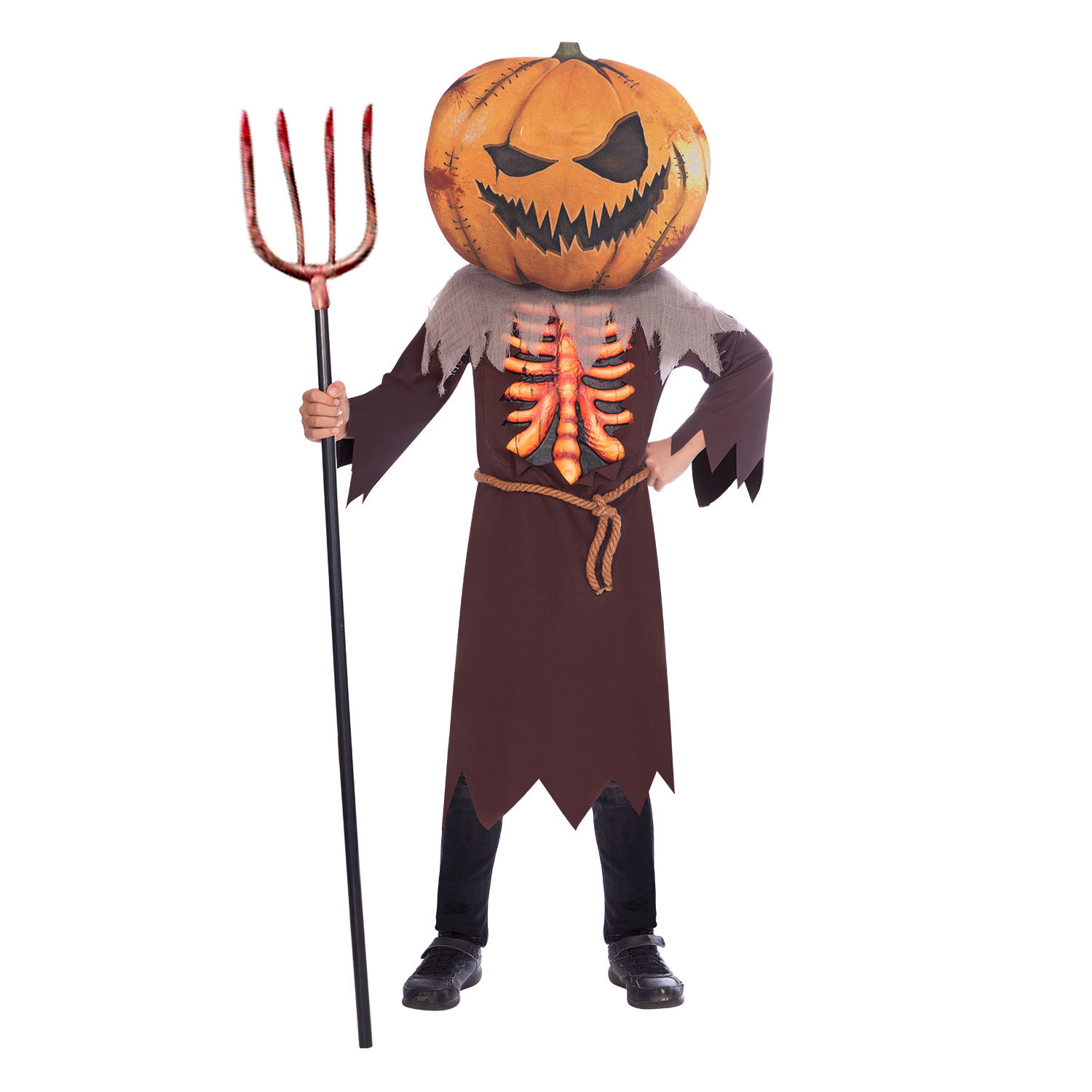 Boys Brown Scary Pumpkin HalloweenCostume, 1, hi-res image number null
