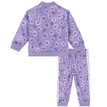 Baby Girls Purple Floral Logo Tracksuit