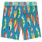 Boys Blue Surfing Board Swim Shorts, 1, hi-res