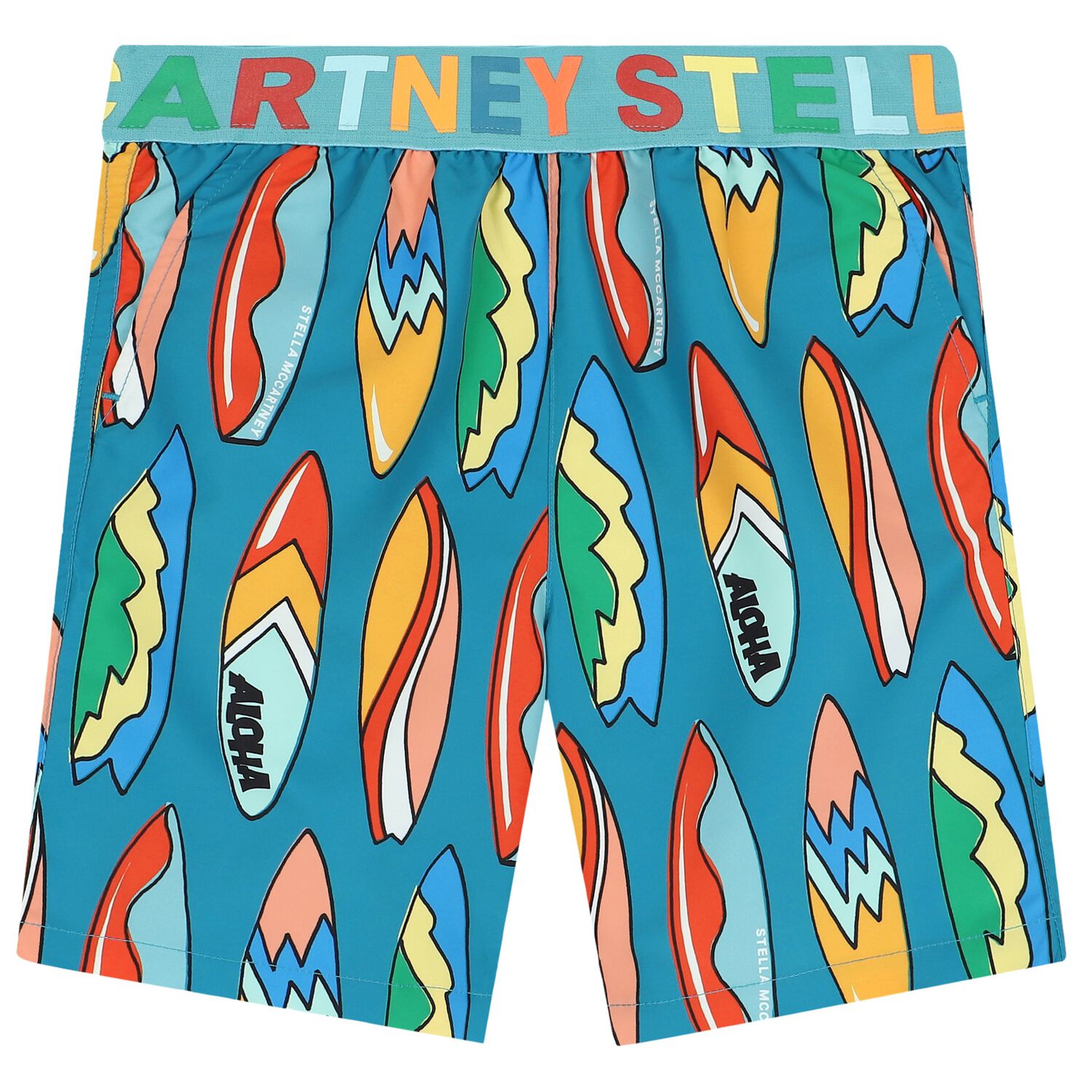 Boys Blue Surfing Board Swim Shorts, 1, hi-res