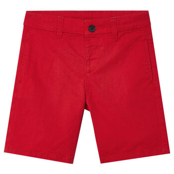 Boys Red Cotton Twill Shorts