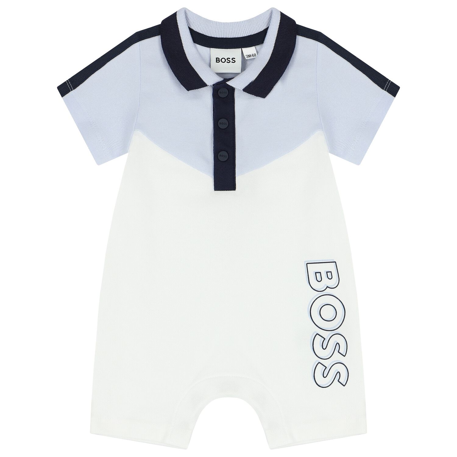 Baby Boys White Logo Polo Romper, 1, hi-res image number null