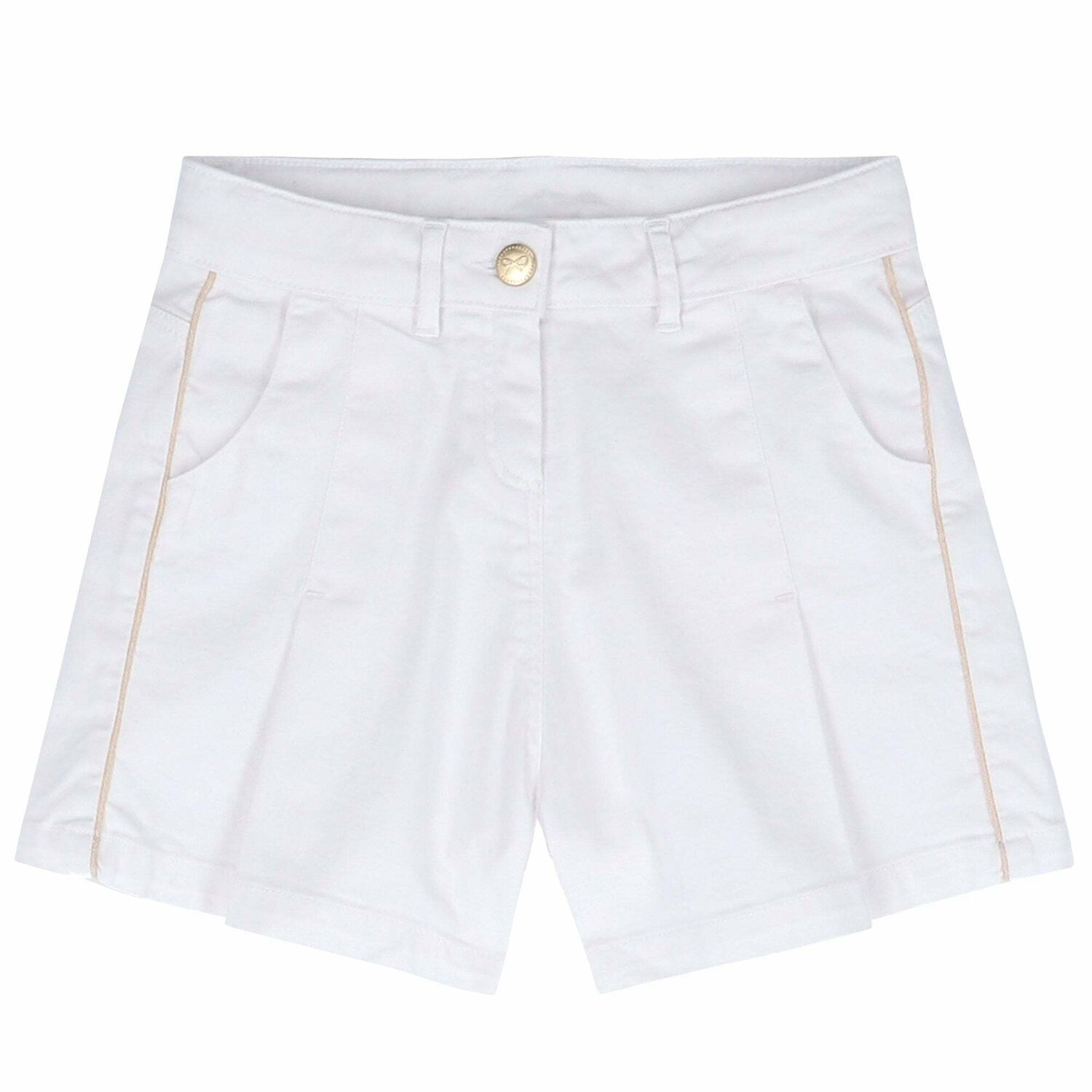 Girls White Cotton Shorts, 1, hi-res image number null