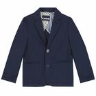 Boys Navy Blue Blazer, 1, hi-res
