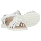 Younger Girls White Flower Sandals, 1, hi-res