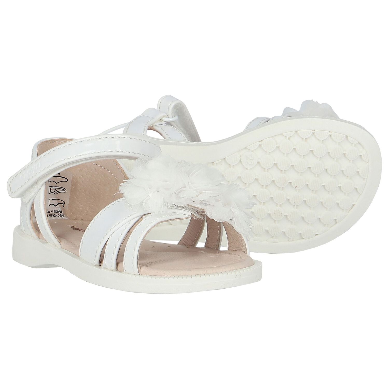 Younger Girls White Flower Sandals, 1, hi-res image number null