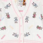 Younger Girls White Logo Knitted Cardigan, 1, hi-res