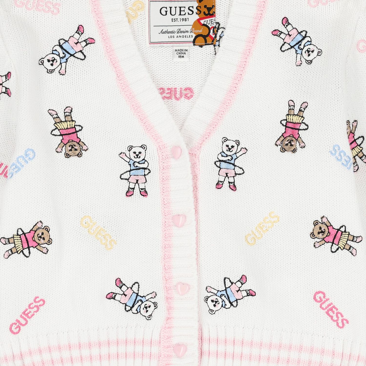 Younger Girls White Logo Knitted Cardigan, 1, hi-res