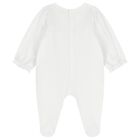 Baby Girls White Logo Ruffled Babygrow, 1, hi-res