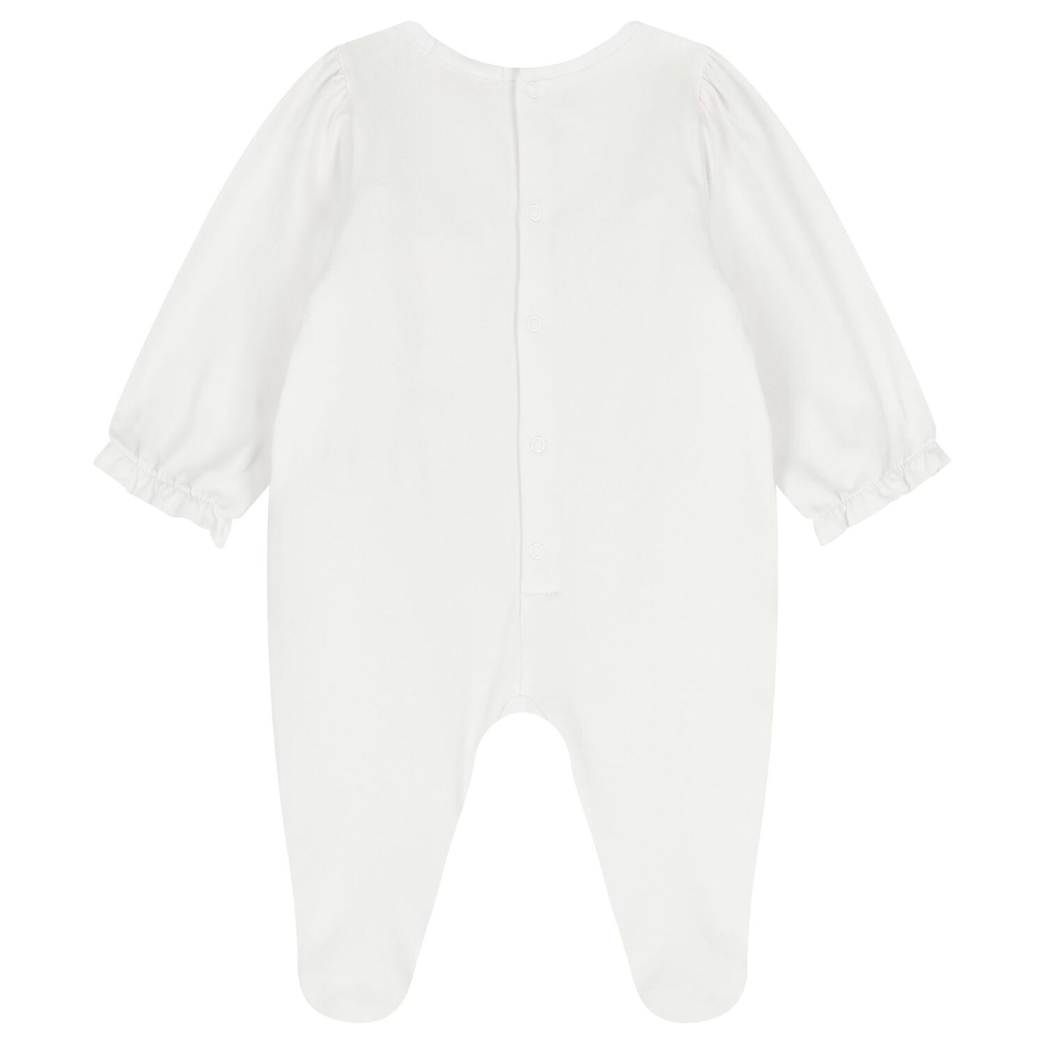 Baby Girls White Logo Ruffled Babygrow, 1, hi-res