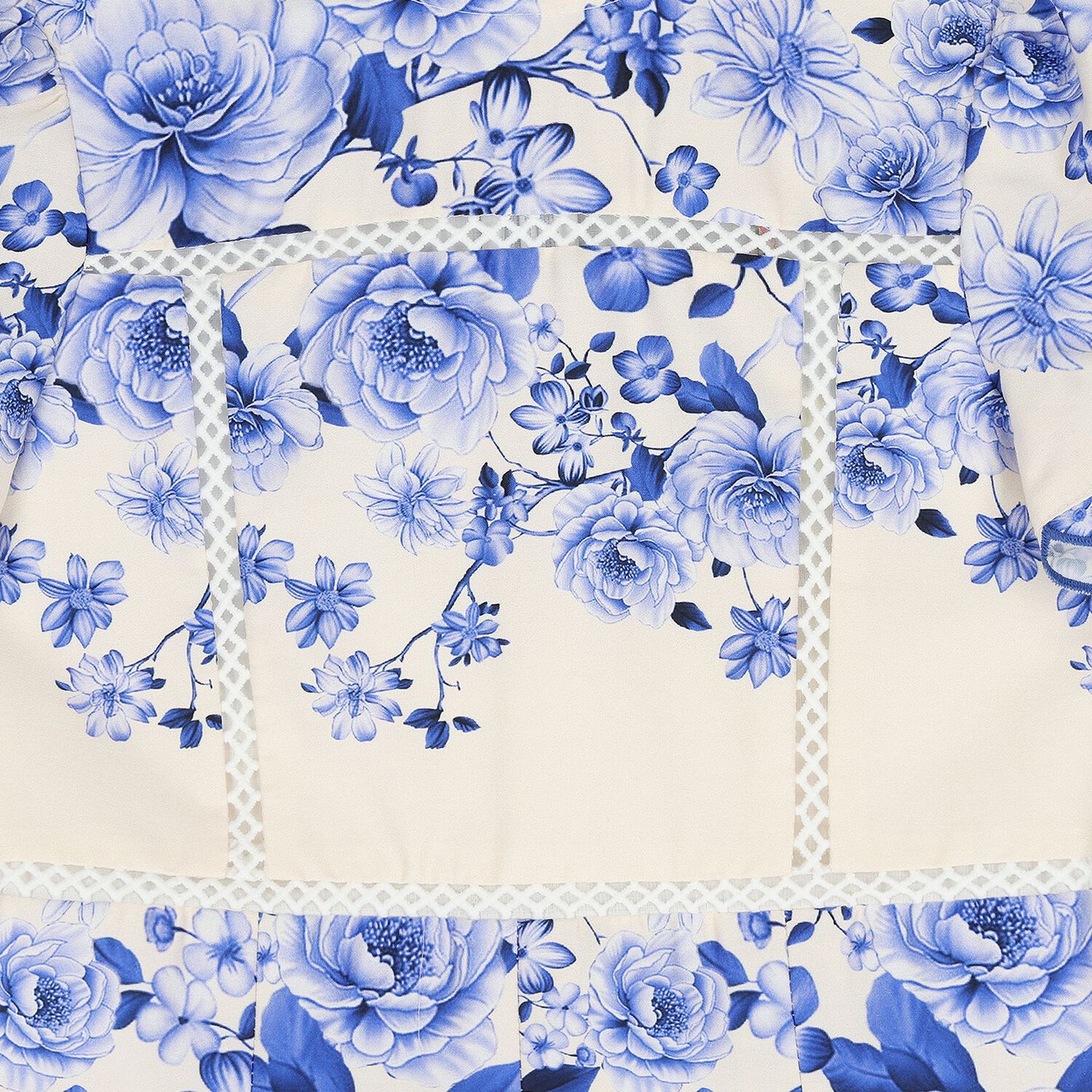Girls Ivory & Blue Floral Dress, 1, hi-res