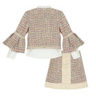 طقم تنورة وجاكيت للعيد باللون الذهبى للبنات, 1, hi-res