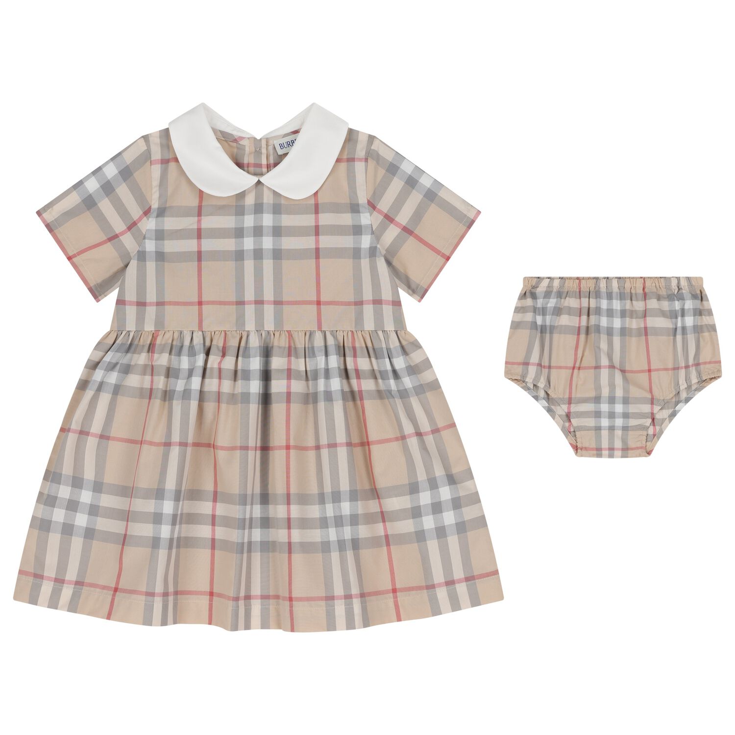 Baby Girls Beige Check Dress Set, 1, hi-res image number null