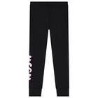 Girls Black Logo Leggings, 1, hi-res