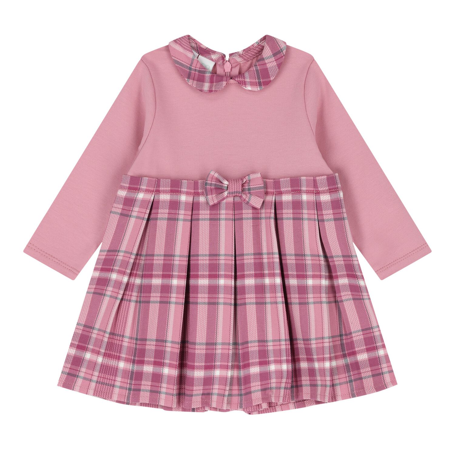Baby Girls Pink Tartan Dress, 1, hi-res
