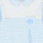 Baby Boys Blue & White Striped Babygrow, 1, hi-res