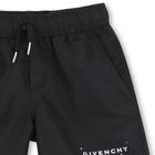 Boys Black Logo Swim Shorts, 1, hi-res