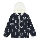 Boys Navy Logo Hooded Jacket, 1, hi-res