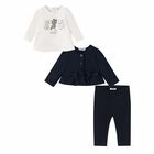 Baby Girls Navy Blue & Ivory 3 Piece Leggings Set, 2, hi-res