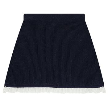 Girls Navy Blue Sequin Knitted Skirt