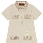 Girls Beige & Gold Logo Polo Dress, 1, hi-res