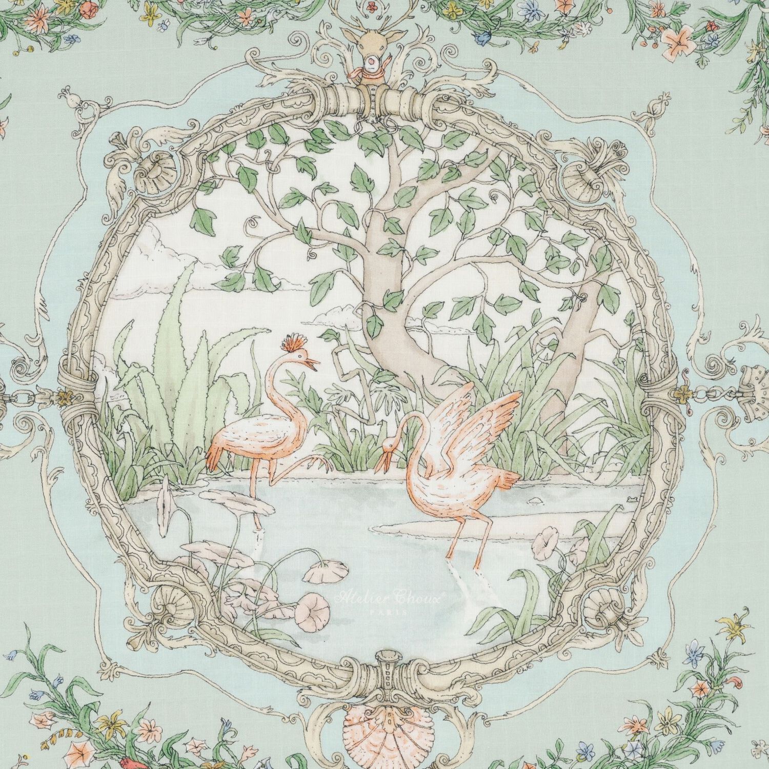 Green Tapestry Swaddle Carr&eacute; Baby Blanket, 2, hi-res