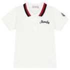 Younger Boys Ivory Polo Shirt, 1, hi-res