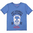تيشيرت قطن باللون الازرق للاولاد, 1, hi-res