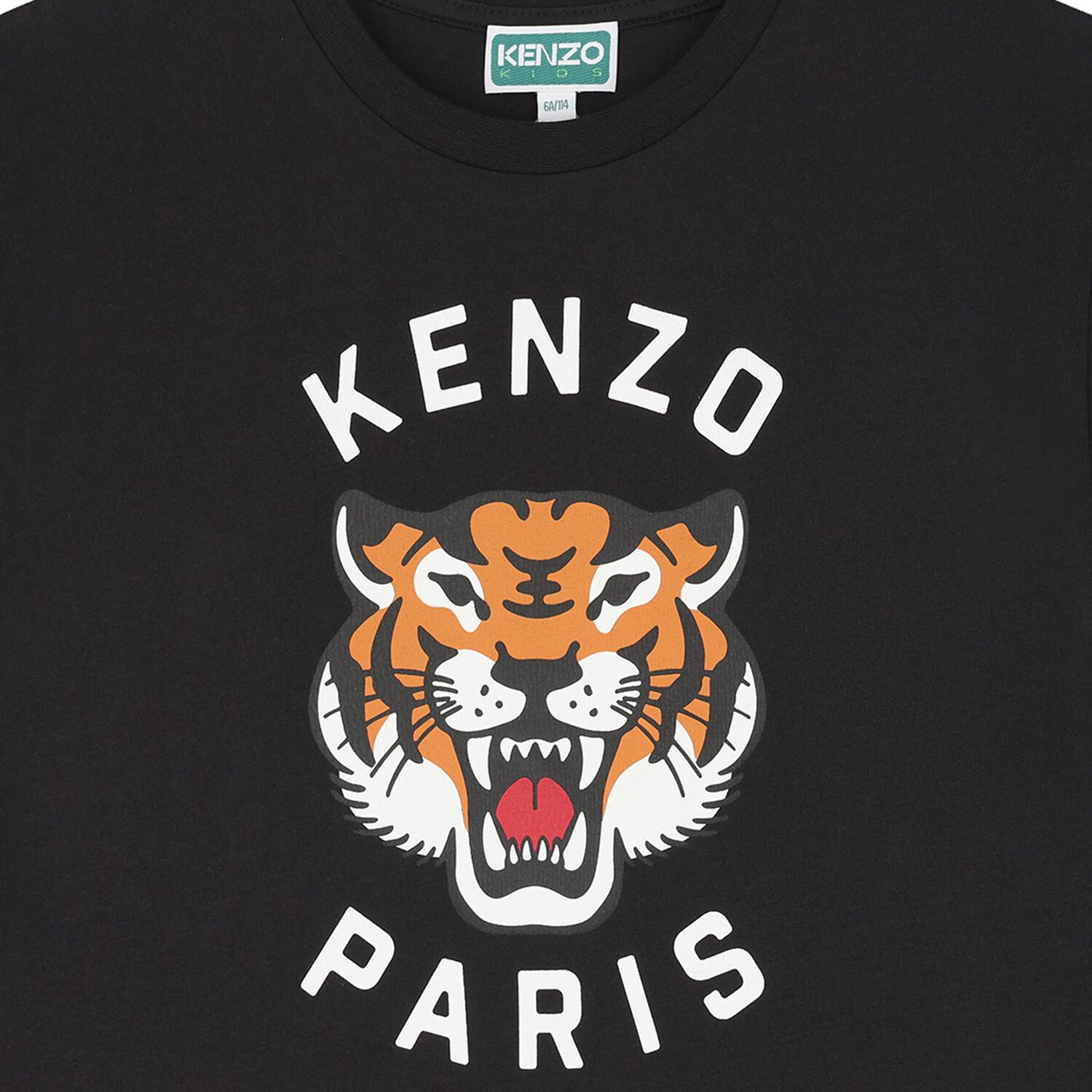 تي شيرت أسود بشعار النمر للأولاد, 4, hi-res image number null