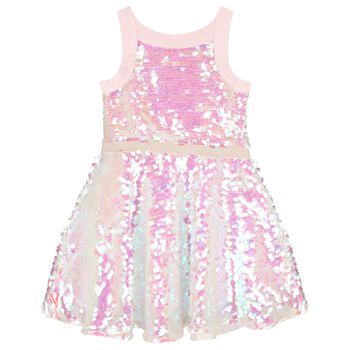Girls Pink Iridescent Sequin Dress
