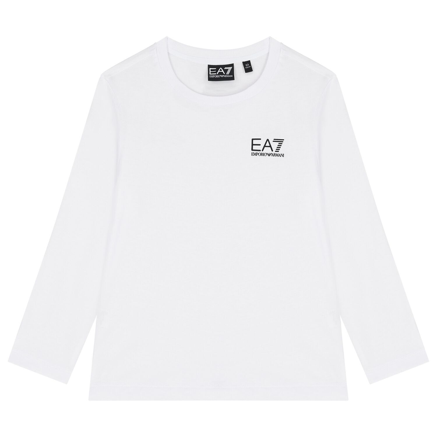 Boys White Logo Long Sleeve Top, 1, hi-res