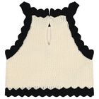 Girls Beige & Black Flower Knitted Top, 1, hi-res