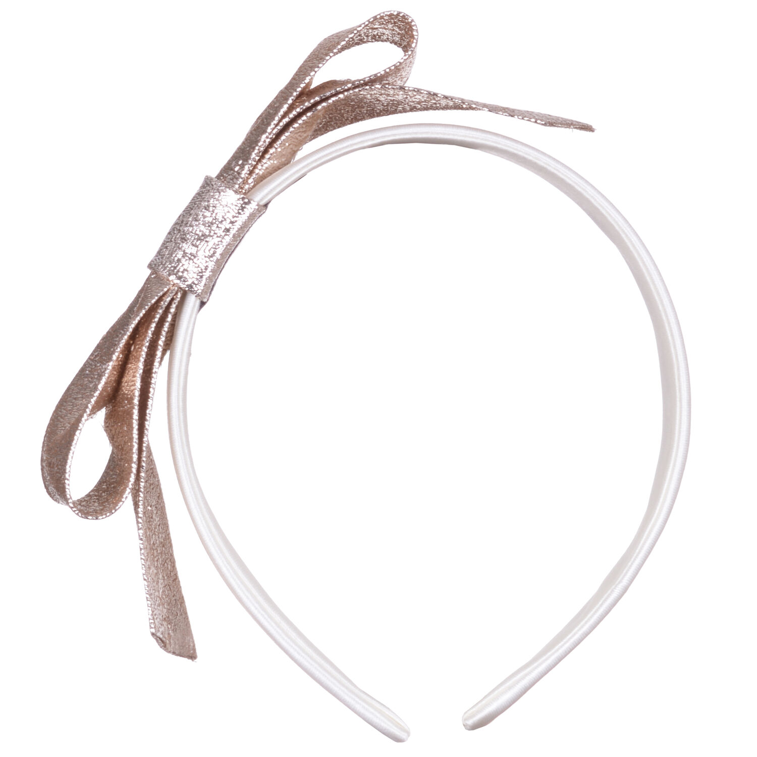 Girls Gold & White Bow Headband, 1, hi-res image number null