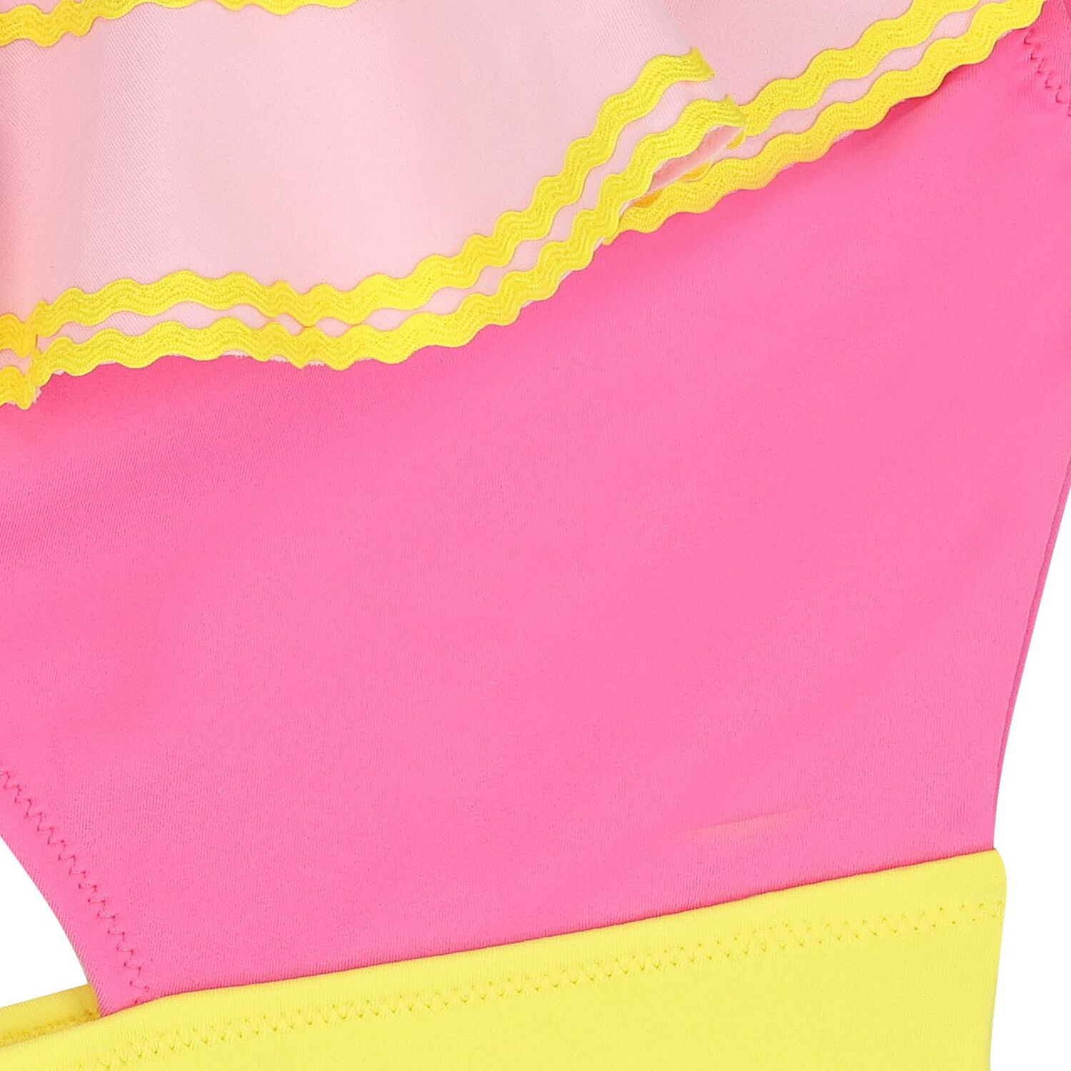 Girls Pink & Yellow Ruffle Swimsuit, 1, hi-res